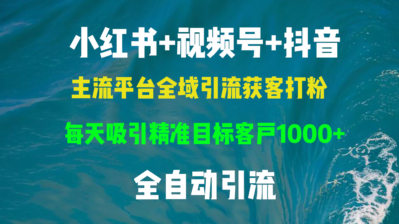 小红书，视频号，抖音主流平台全域引流获客打粉，每天吸引精准目标客户-19资源网-冒泡网-中赚网论坛